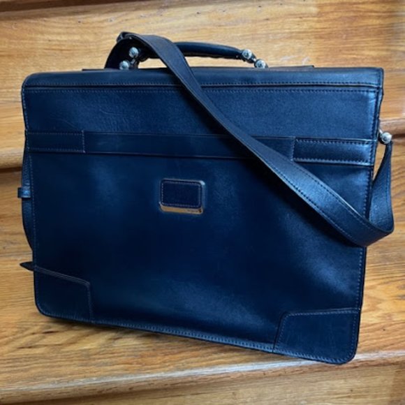 Rare Navy Leather Tumi Astor Dorilton Briefcase Laptop Bag - Picture 4 of 8